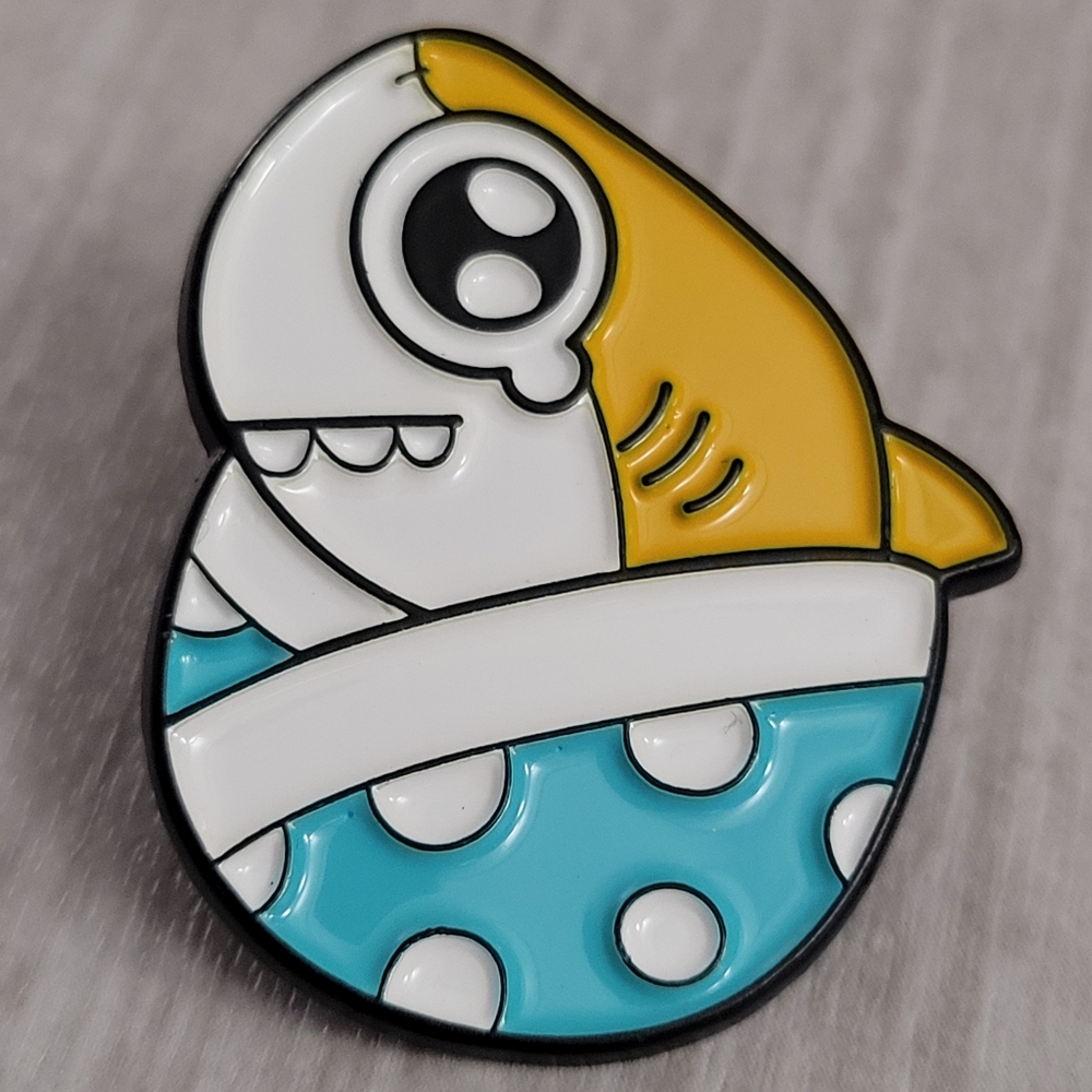 Yellow Shark Swaddled In A Blanket Enamel Pin